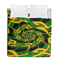 Green Yellow Fractal Vortex In 3d Glass Duvet Cover Double Side (full/ Double Size)