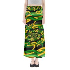 Green Yellow Fractal Vortex In 3d Glass Maxi Skirts by Simbadda