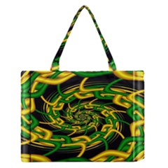 Green Yellow Fractal Vortex In 3d Glass Medium Zipper Tote Bag by Simbadda