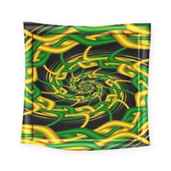 Green Yellow Fractal Vortex In 3d Glass Square Tapestry (small)