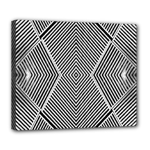 Black And White Line Abstract Deluxe Canvas 24  X 20   by Simbadda