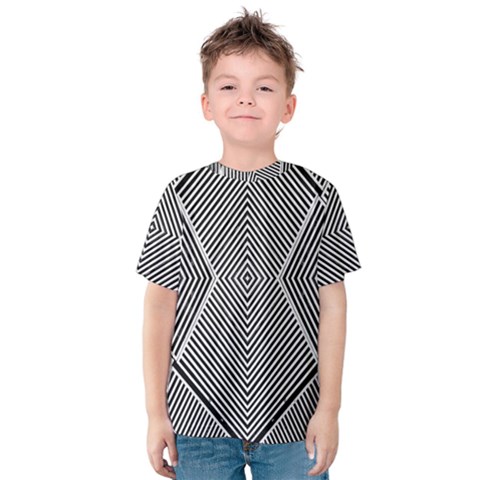 Black And White Line Abstract Kids  Cotton Tee by Simbadda