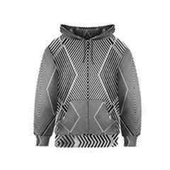 Black And White Line Abstract Kids  Zipper Hoodie by Simbadda