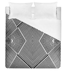 Black And White Line Abstract Duvet Cover (queen Size)