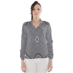 Black And White Line Abstract Wind Breaker (women) by Simbadda