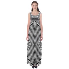 Black And White Line Abstract Empire Waist Maxi Dress by Simbadda