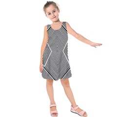 Black And White Line Abstract Kids  Sleeveless Dress by Simbadda