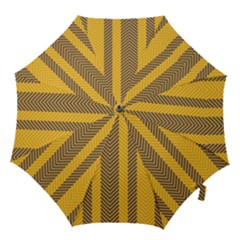 Brown And Orange Herringbone Pattern Wallpaper Background Hook Handle Umbrellas (large) by Simbadda