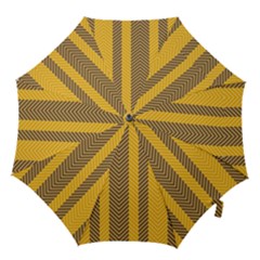 Brown And Orange Herringbone Pattern Wallpaper Background Hook Handle Umbrellas (small) by Simbadda