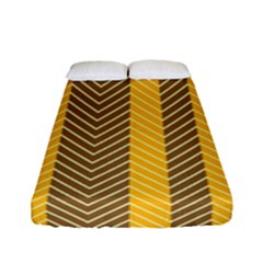 Brown And Orange Herringbone Pattern Wallpaper Background Fitted Sheet (full/ Double Size)