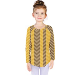 Brown And Orange Herringbone Pattern Wallpaper Background Kids  Long Sleeve Tee