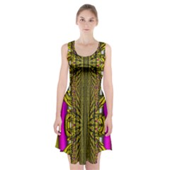 Fractal In Purple And Gold Racerback Midi Dress