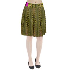 Fractal In Purple And Gold Pleated Skirt