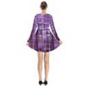 Purple Wave Abstract Background Shades Of Purple Tightly Woven Long Sleeve Velvet V-neck Dress View2