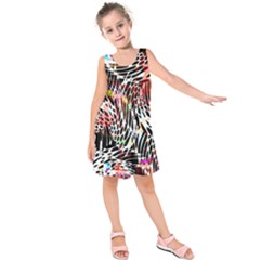 Abstract Composition Digital Processing Kids  Sleeveless Dress by Simbadda