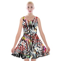 Abstract Composition Digital Processing Velvet Skater Dress