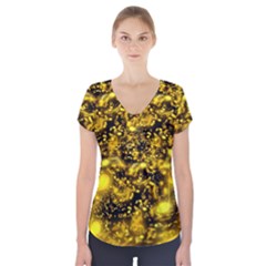 Vortex Glow Abstract Background Short Sleeve Front Detail Top by Simbadda