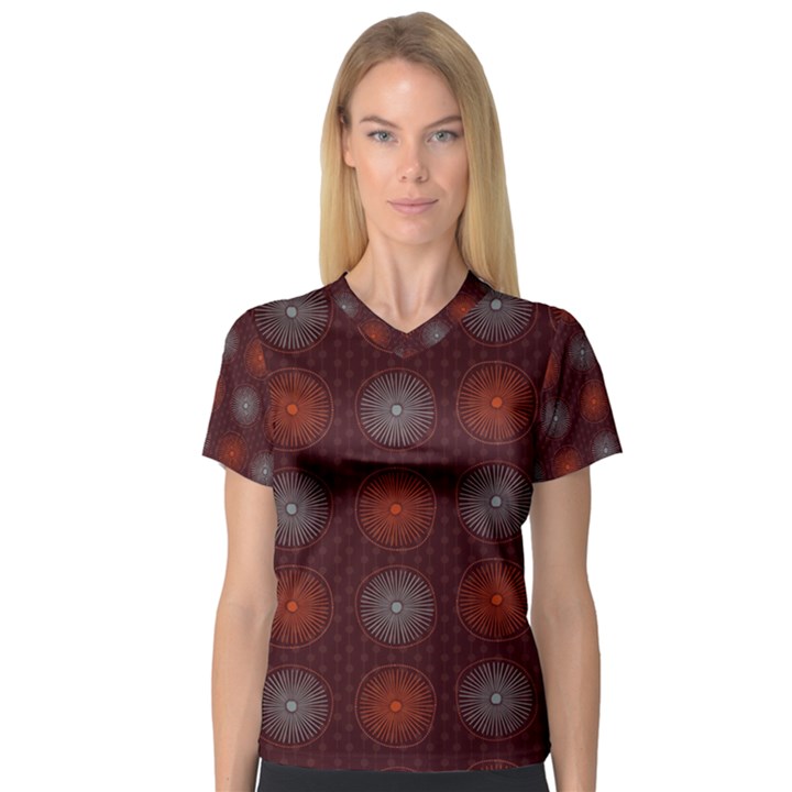 Abstract Dotted Pattern Elegant Background Women s V-Neck Sport Mesh Tee