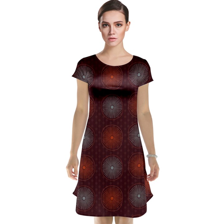 Abstract Dotted Pattern Elegant Background Cap Sleeve Nightdress