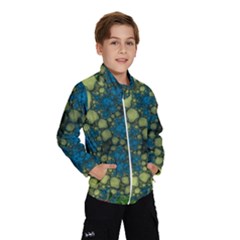 Holly Frame With Stone Fractal Background Wind Breaker (kids) by Simbadda