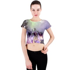 Wonderful Fairy In The Wonderland , Colorful Landscape Crew Neck Crop Top by FantasyWorld7