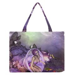 Wonderful Fairy In The Wonderland , Colorful Landscape Medium Zipper Tote Bag by FantasyWorld7