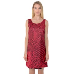 Deep Red Background Abstract Sleeveless Satin Nightdress by Simbadda