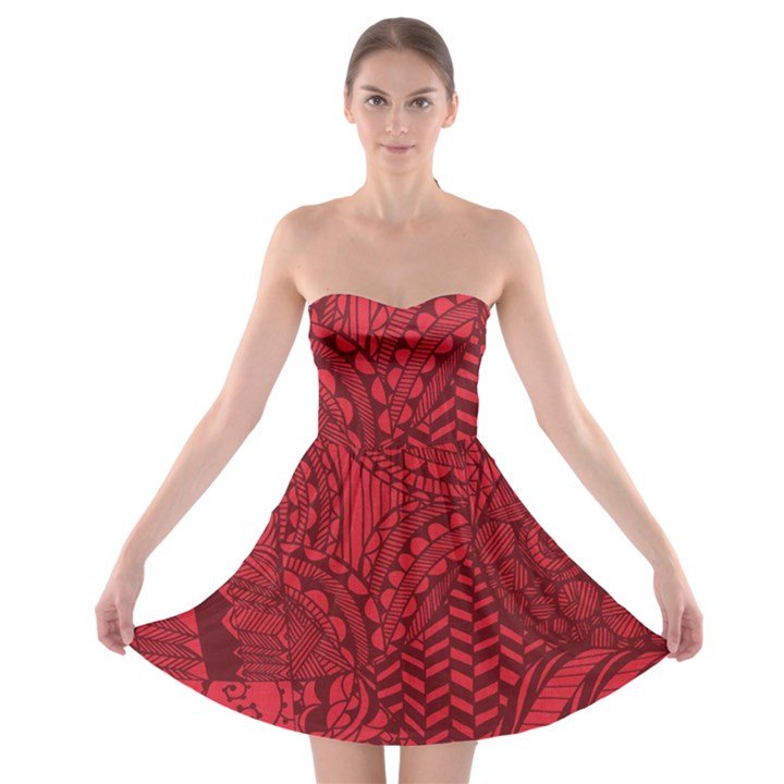 Deep Red Background Abstract Strapless Bra Top Dress