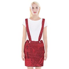 Deep Red Background Abstract Suspender Skirt