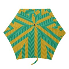 Green And Orange Herringbone Wallpaper Pattern Background Mini Folding Umbrellas by Simbadda