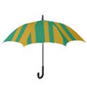 Green And Orange Herringbone Wallpaper Pattern Background Hook Handle Umbrellas (Small) View3