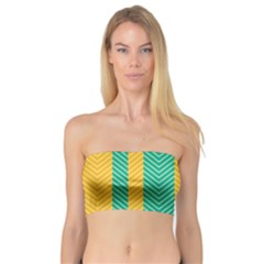 Green And Orange Herringbone Wallpaper Pattern Background Bandeau Top by Simbadda