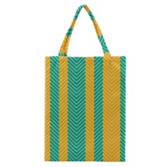 Green And Orange Herringbone Wallpaper Pattern Background Classic Tote Bag by Simbadda