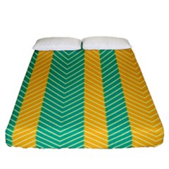 Green And Orange Herringbone Wallpaper Pattern Background Fitted Sheet (queen Size)