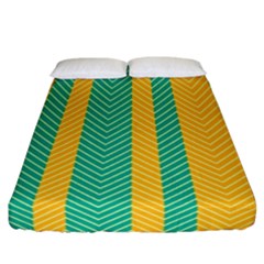 Green And Orange Herringbone Wallpaper Pattern Background Fitted Sheet (california King Size)