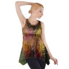 Abstract Brush Strokes In A Floral Pattern  Side Drop Tank Tunic by Simbadda