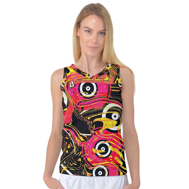 Abstract Clutter Pattern Baffled Field Women s Basketball Tank Top