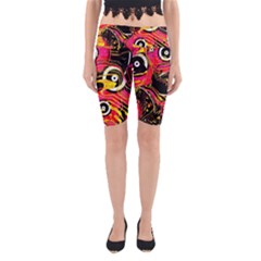 Abstract Clutter Pattern Baffled Field Yoga Cropped Leggings by Simbadda