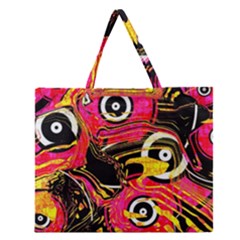 Abstract Clutter Pattern Baffled Field Zipper Large Tote Bag by Simbadda