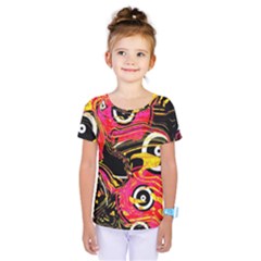 Abstract Clutter Pattern Baffled Field Kids  One Piece Tee