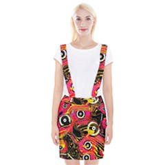 Abstract Clutter Pattern Baffled Field Suspender Skirt