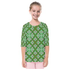 Digital Computer Graphic Seamless Geometric Ornament Kids  Quarter Sleeve Raglan Tee