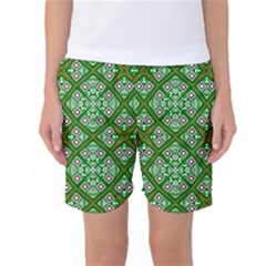 Digital Computer Graphic Seamless Geometric Ornament Women s Basketball Shorts by Simbadda