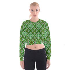 Digital Computer Graphic Seamless Geometric Ornament Women s Cropped Sweatshirt