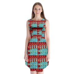 Architectural Abstract Pattern Sleeveless Chiffon Dress  