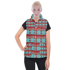 Architectural Abstract Pattern Women s Button Up Puffer Vest