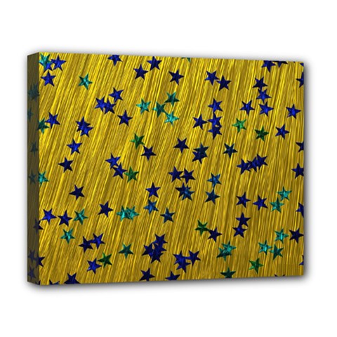 Abstract Gold Background With Blue Stars Deluxe Canvas 20  X 16   by Simbadda