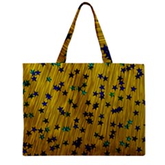 Abstract Gold Background With Blue Stars Zipper Mini Tote Bag by Simbadda