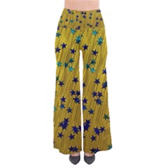 Abstract Gold Background With Blue Stars Pants by Simbadda