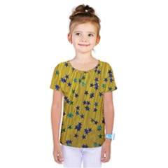 Abstract Gold Background With Blue Stars Kids  One Piece Tee